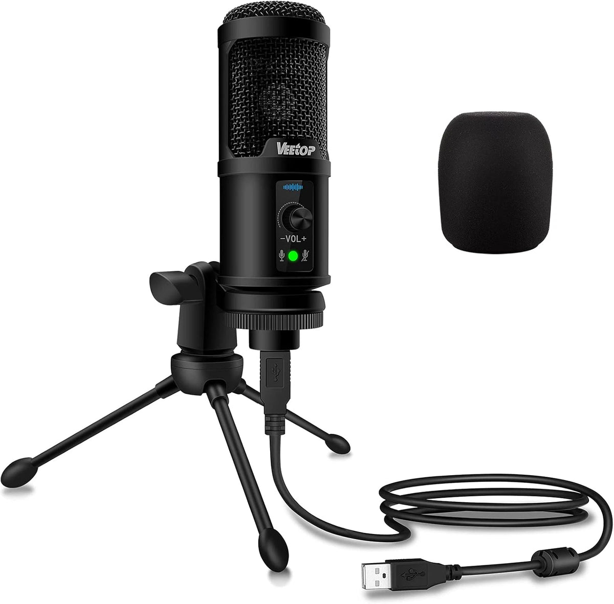 Veetop USB Condenser Microphone with Tripod, Metal