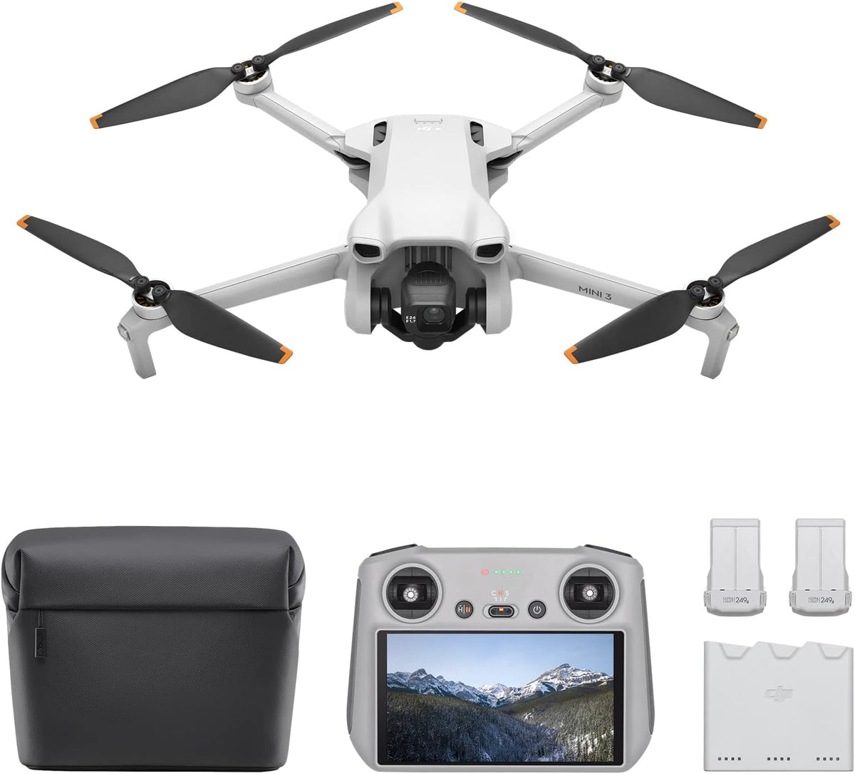 DJI Mini 3 Fly More Combo (DJI RC) — 4K HDR Video, 3 Batteries for 114-min Flight Time