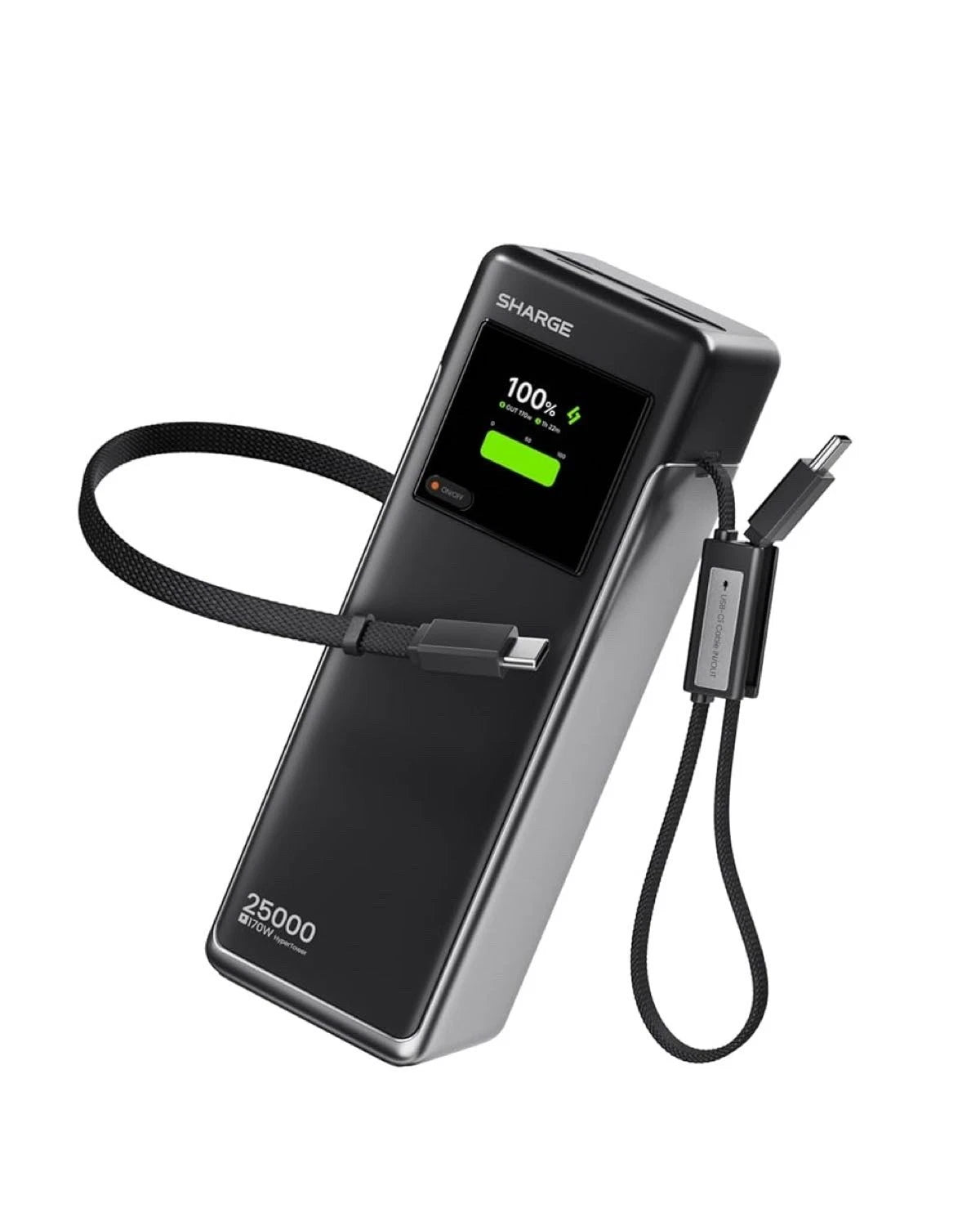 Sharge 25000mAh 170W Portable Power Bank, Retractable Cable