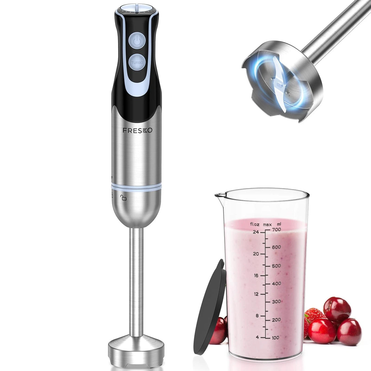 Fresko Handheld Immersion Blender, 1100W, 12 Speeds, 700ml Measuring Cup