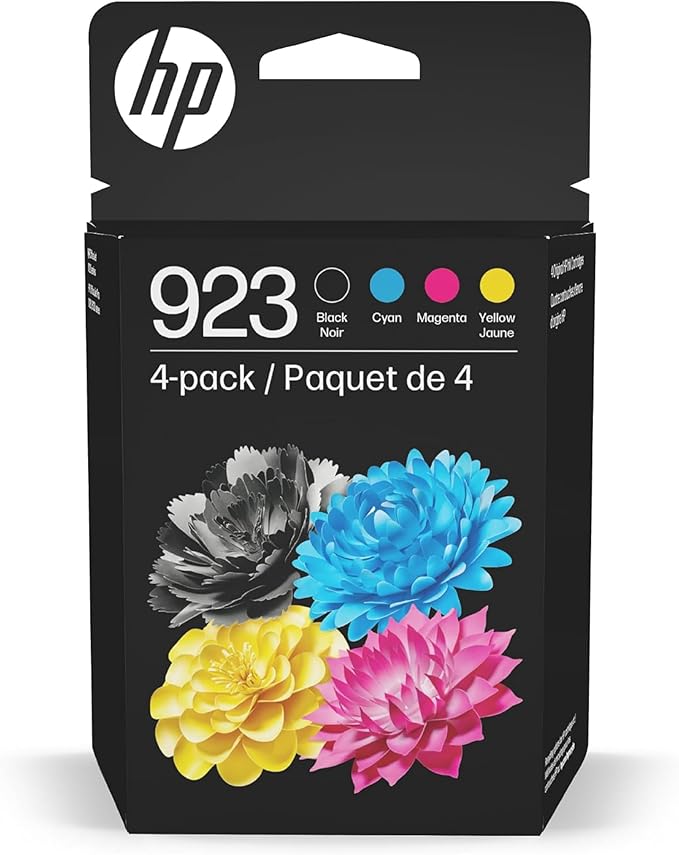HP 923 Ink Cartridges, OfficeJet, CMYK 4-Pack