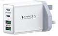 40W USB-C UK Wall Plug, 4-Port Multi Charger, PD 20W & QC 3.0